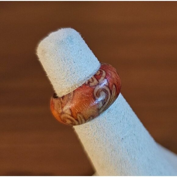 Size 4 Real Wood Unisex Ring Handcrafted Matte Finish Minimalist Jewelry - Picture 2 of 3